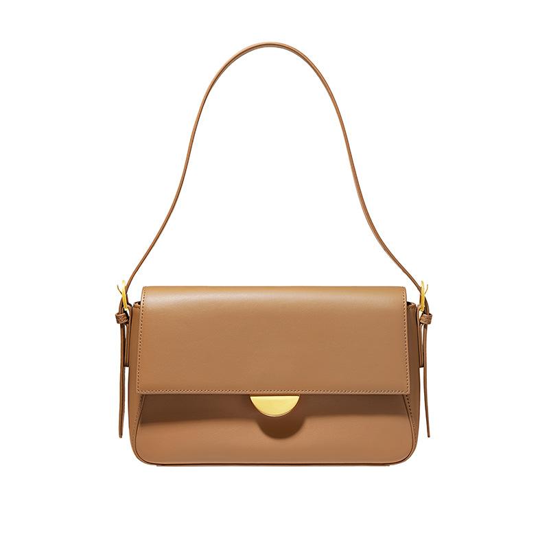 Commuter Underarm Bag Women's Fashion Cowhide Small Square Bag Niche Design Texture Versatile Portable Shoulder Bag