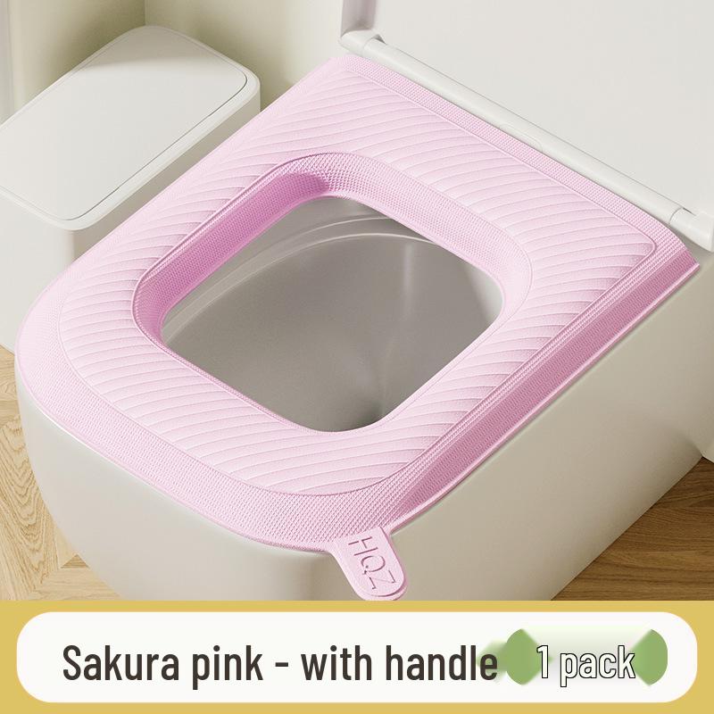 Four-Season Waterproof Toilet Seat Cushion with Lid and Thickened Pattern Cover
