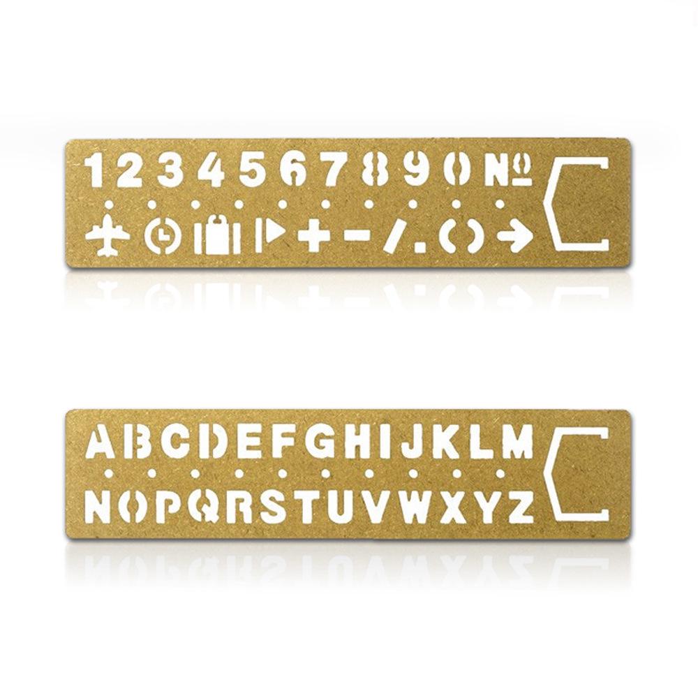 

High-end Retro Brass Multi-functional Bookmark, Drafting, and Template Ruler with Hollowed-out Digital Letter Design Digital Bookmark Template