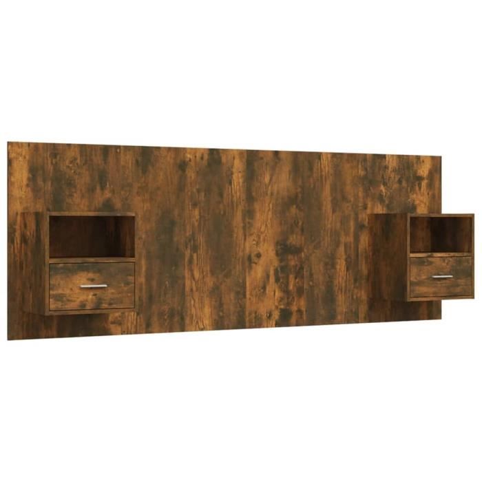 VidaXL Headboard with Cabinets Smoked Oak Engineered Wood 3115697
