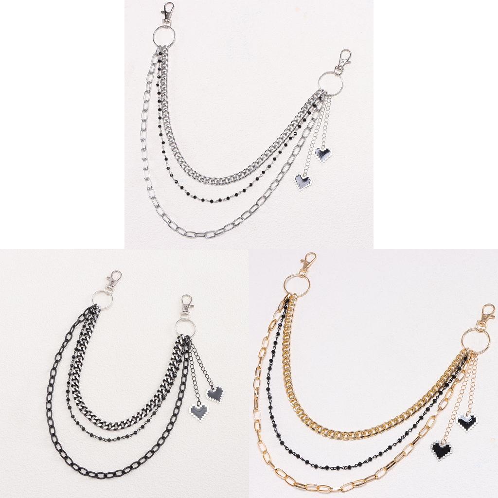 Hip Hop Heart Pendant Metal Belt Chain For Men And Women Casual Fashion Accessory