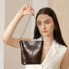 Minimalist Genuine Cow Leather Bucket Bag for Women Luxury Designer Shoulder Handbag Ladies Crossbody Bag