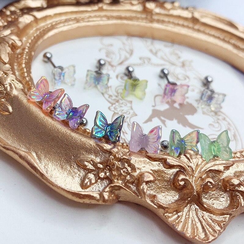1PC Korea Cute Small Butterfly Stud Earrings For Women Girls Minimalist Cartilage Earrings Piercing Body Jewelry Gift Ins Style
