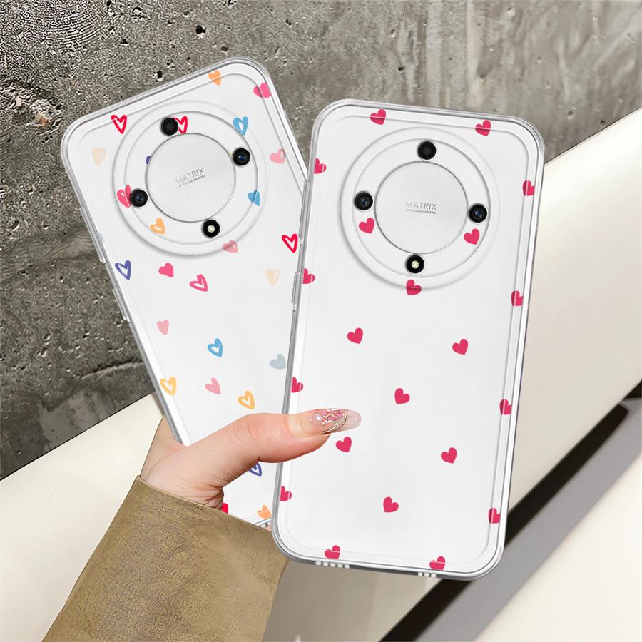 Colorful Cartoon Love Heart Case for Honor 90 Lite X9a X9b X8b X8 X7b X8a Soft Phone Cover