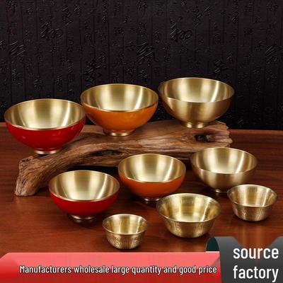 Small Brass Flower Bowl for Offerings - Ideal for Home, Temple, or Ancestral Hall.