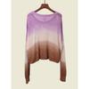 Foreign Trade Original Order Card Missing Pure Cotton Gradient Color Long Sleeves Cut Out Knitwear Loose Version Pullover Tops