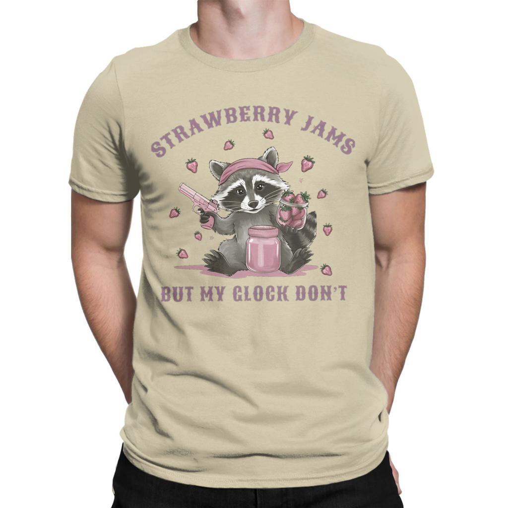 strawberry jams but my don't raccoon Merch Unisex T Shirts 100% Cotton Tee Graphic Printing T-shirt Clothing