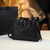 "2025 New High-End Crocodile Leather Tote Bag for Women - Elegant Crossbody for Middle-Aged Ladies"