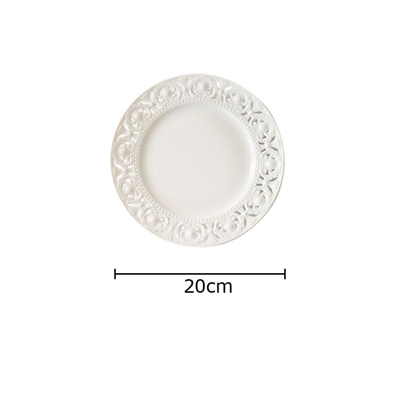 

Hollow Out Ceramic Plate Breakfast Fruit Salad Dinner Plates Hotel Restaurant Western Plate Home Kitchen Dessert Plate Cutlery