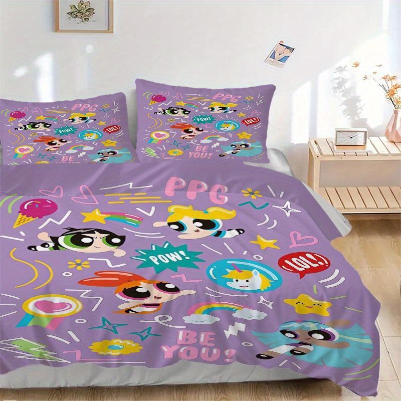 

3pcs Powerpuff Girls Theme Printed Bedding Set, Soft and Comfortable Quilt Cover for Bedroom, Guest Room (1 Duvet Cover + 2 Pillowcases, Pillow Core N 135x200cm