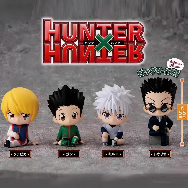 4pcs/Set Anime Figure Q Version Sitting Figures Gon Killua Kurapika Leorio Chibi Doll GK Model Ornament Toy Gift
