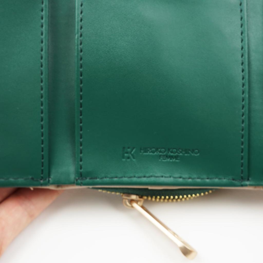 Hiroko Koshino Femme Wallet with Round Compact Black Women's Tri-fold Zipper, Monogram, Wallet,