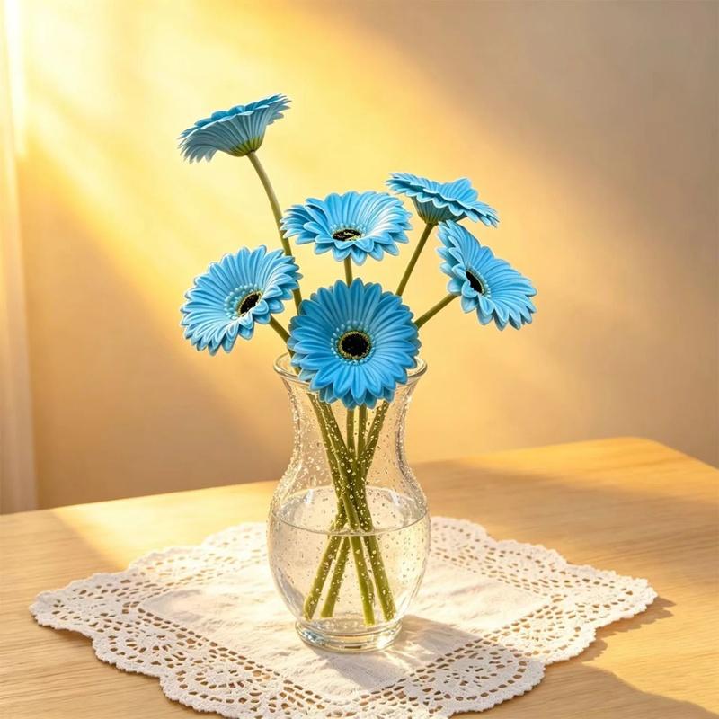 10pcs PU Gerbera Daisies Artificial Flowers Fake Sunflower Stems for Floral Arrangement