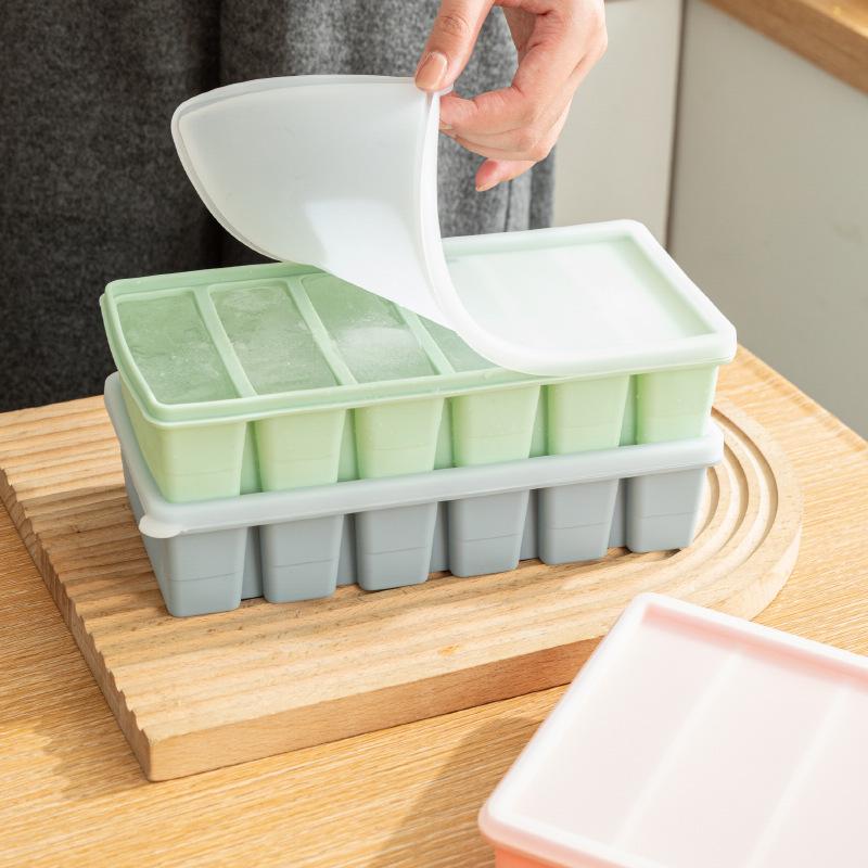 Thickened Silicone Ice Cube Tray with Lid - Easy Demold, Food Grade, Ideal for Baby Food & Large Ice Cubes