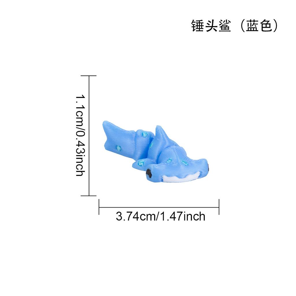 3D Printed Articulated Hammerhead Toy, Cute Animal Figure for Kids