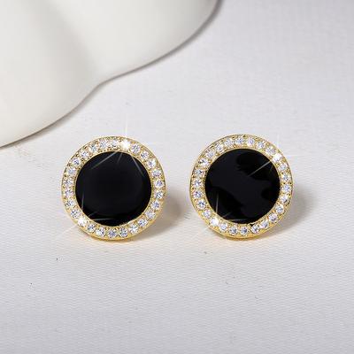 Klasické šperky ze 14k zlata Černá obsidiánová náušnice pro ženy Aros Mujer Oreja Orecchini Náušnice ze 14k zlata Black Topaz šperky