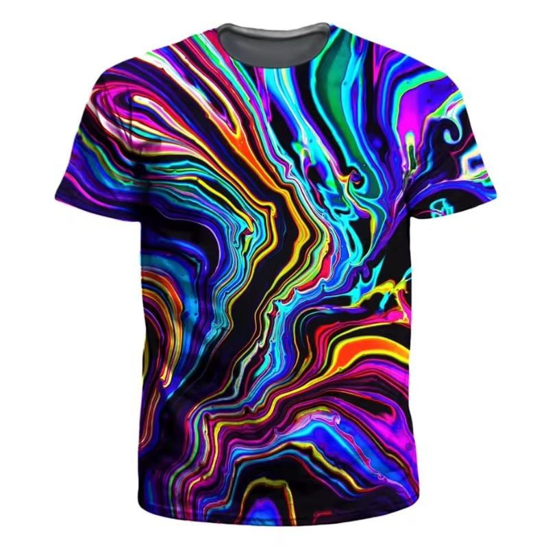 Men's T-Shirts 3D Print Colorful Pattern Round Neck T-Shirts Casual Men Tops Oversized Fashion Tees Clothing
