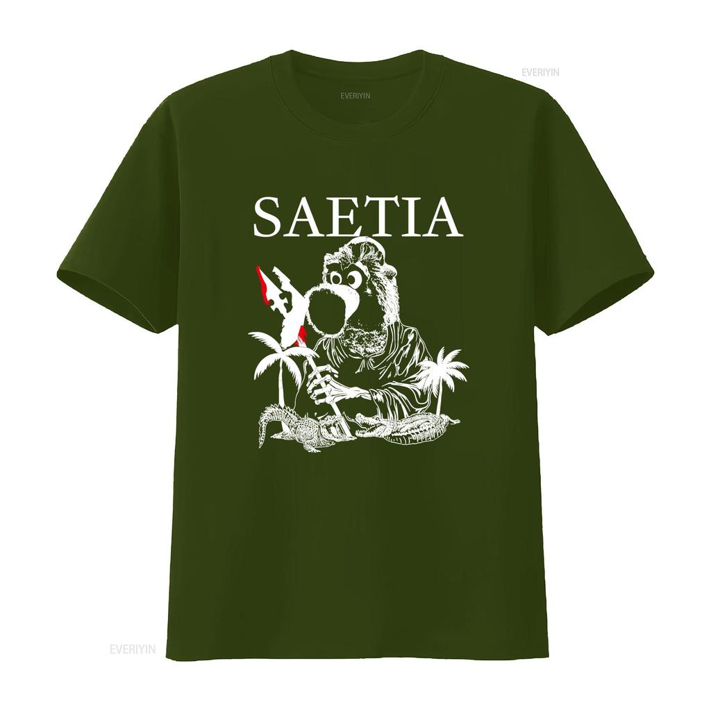 Rare Saetia Band Fan Black T Shirt AL189 Unique Design with Iconic Mascot Palm Trees Alligators vintage Washed streetwear
