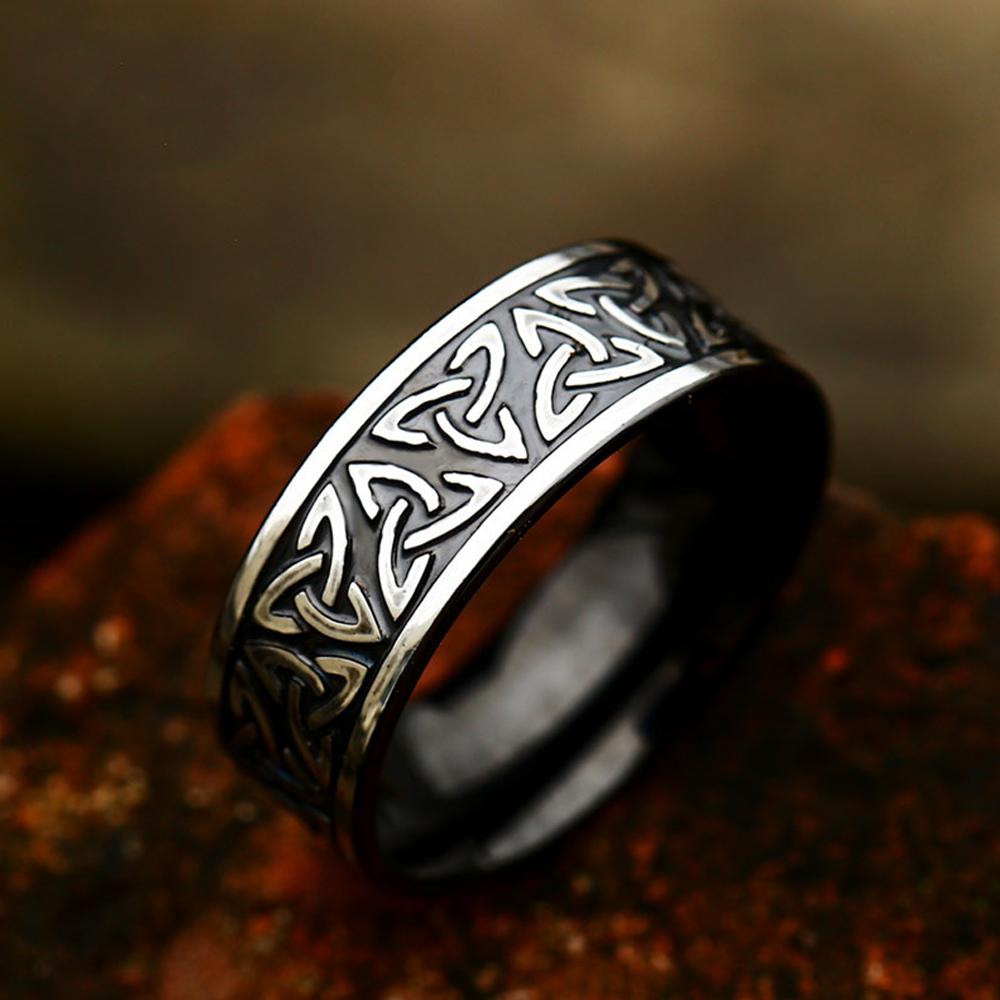 Vintage Silver Viking Rune Rings for Men Women Nordic Odin Amulet Stainless Steel Fashion Jewelry Simple Norse Style