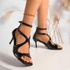 Fashion 2025 New Summer New Fashionable Sandals Stiletto High Heel Open Toed Sandals Square Head Party Sexy Large Women's Shoes