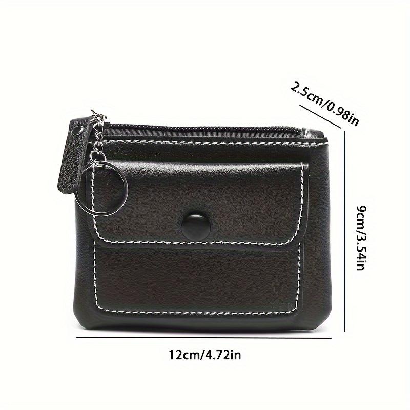Casual Style Zip Wallet With A Keychain Solid Color Coin Purse Mini Card Holder Key Pouch And Wet Wipes For Cleaning