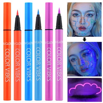 Farbiger fluoreszierender Eyeliner, matt, leuchtend, flüssiger Eyeliner, bemalte Gesichtsfarbe, wasserfest, schweißfest, langlebig und schnelltrocknend