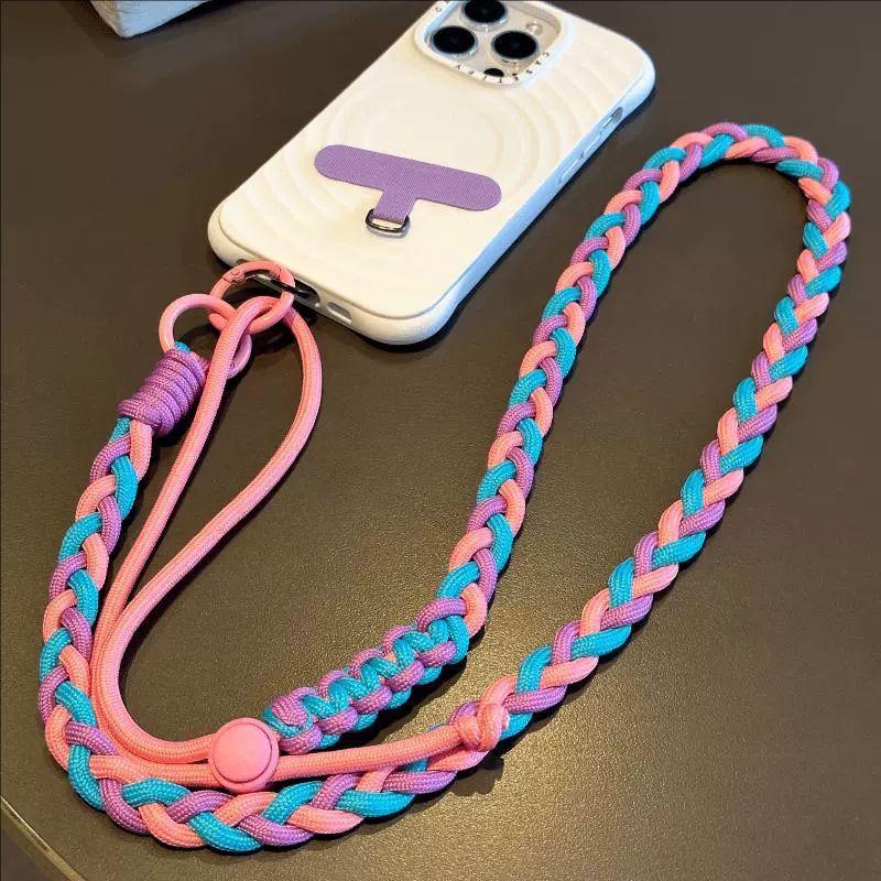 Dopamine color scheme mobile phone case lanyard adjustable messenger portable pendant storage bag multi-functional anti-lost lanyard female