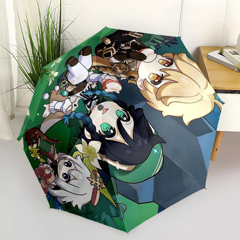 

1pc Outdoor Umbrella with Cute Anime Characters - Automatic Opening/Closing, Portable 3-Fold Design, 8-Rib Iron Frame - Perfect Gift for Fans, Tr