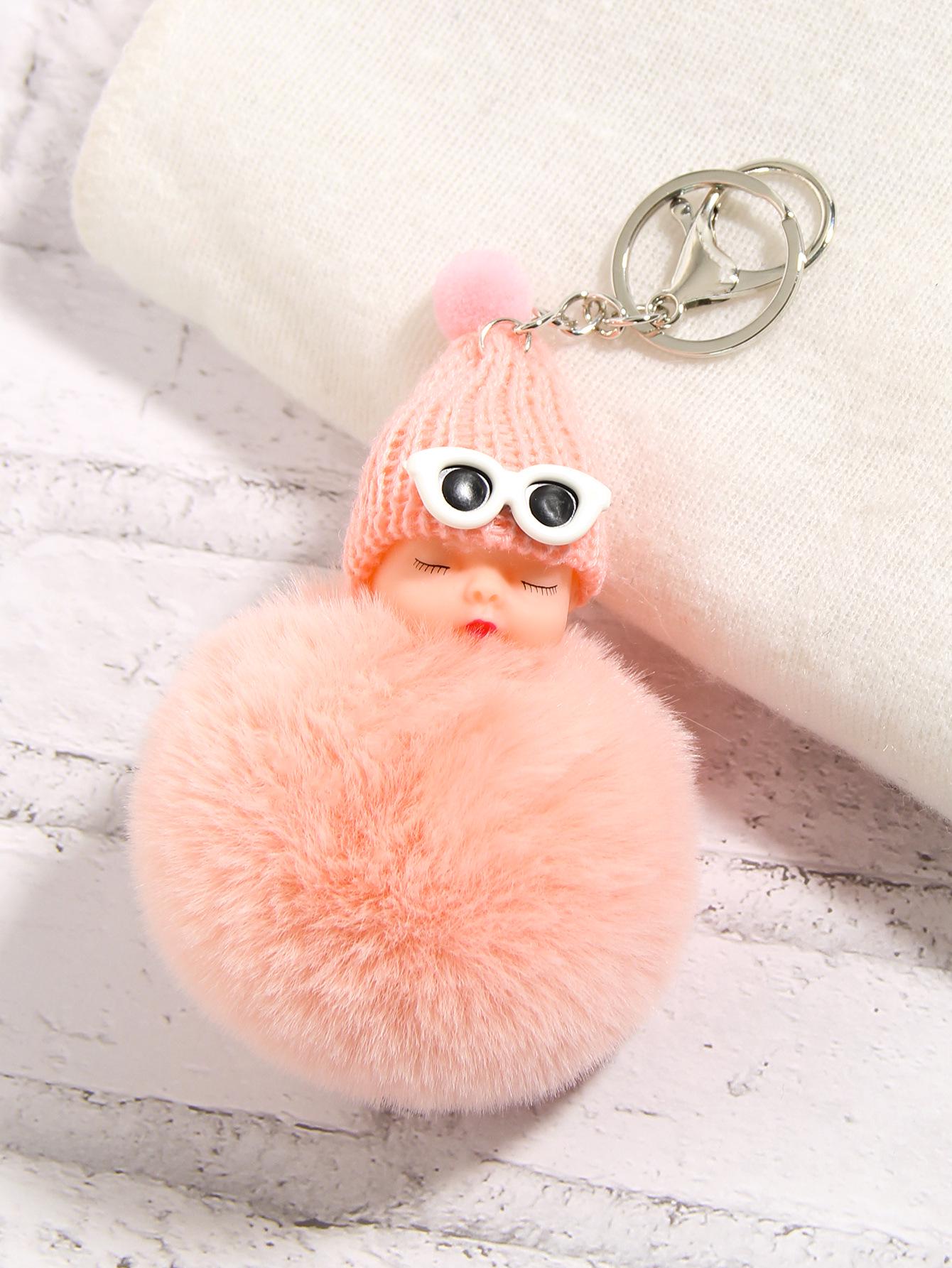 

Многоцветный детский брелок-подвеска с искусственным помпоном и шапочкой с солнцезащитными очками