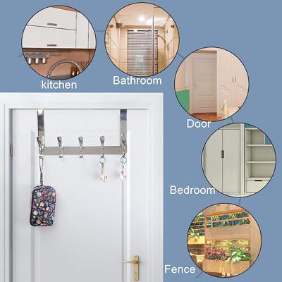 The Door Hook - 5 Hooks Over Door Hook Hanger for Hanging Clothes/Towels/Coats/Backpack/Hat Over Door Coat Rack(Black)