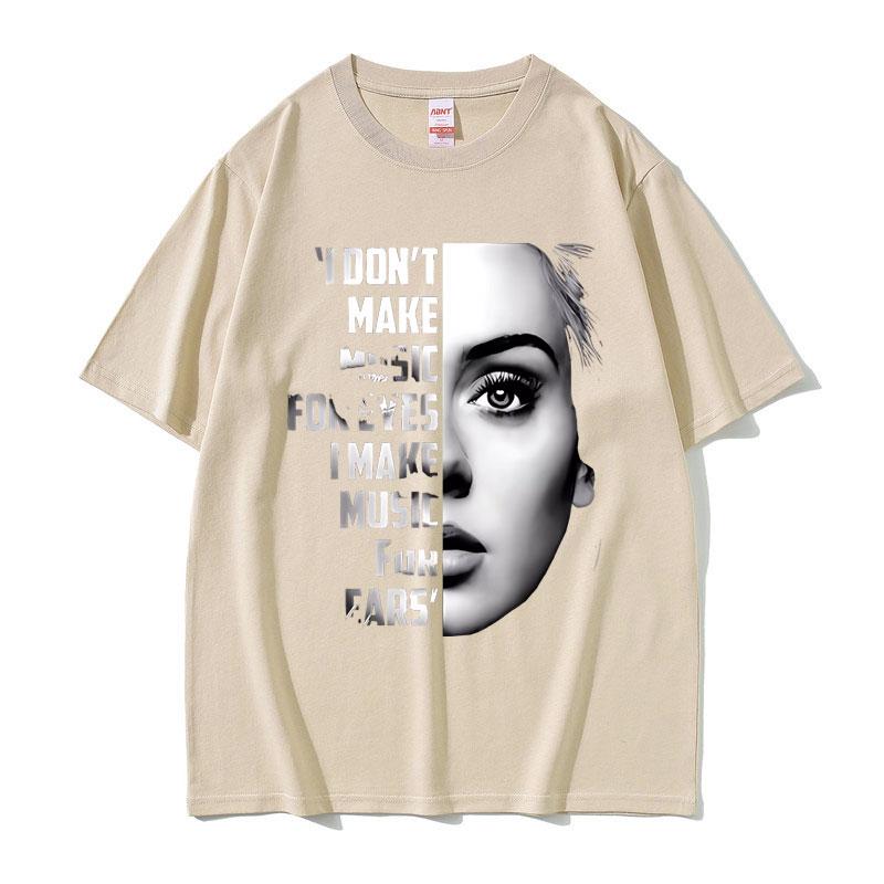 Sommar Bästa Berömda Sångerskan Adele Ansiktsmönster T-shirt för Män Kvinnor Y2K Lyx Komfort Kvalitet Överdimensionerad T-shirt