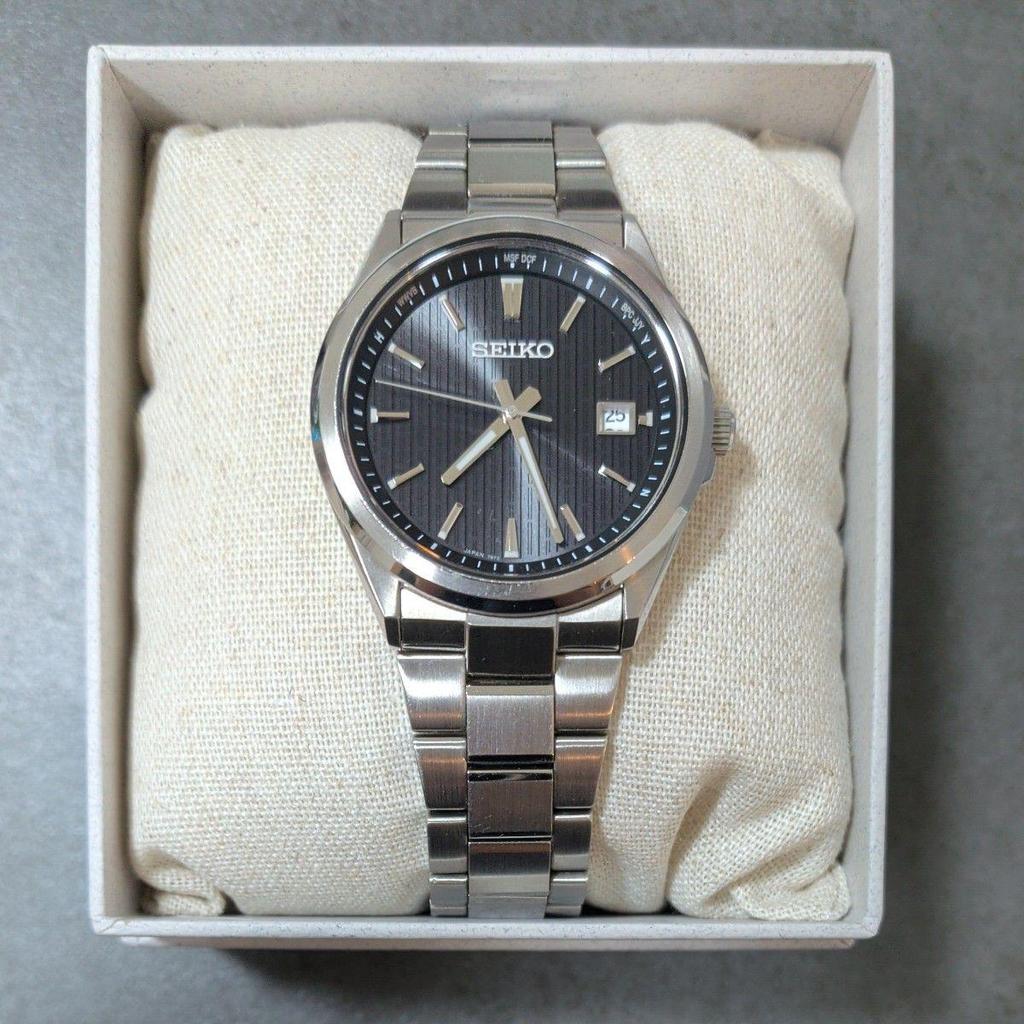 Used SEIKO Radio Solar Men's Watch Silver Black Dial