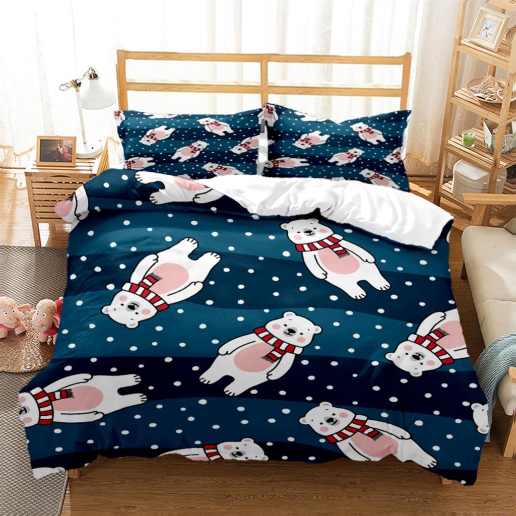 Cartoon Little Bear HD Print Bedding SetKing Size Bedding Setgirl's Bed Double Bed Duvet Covers Pillowcase Bedding Set