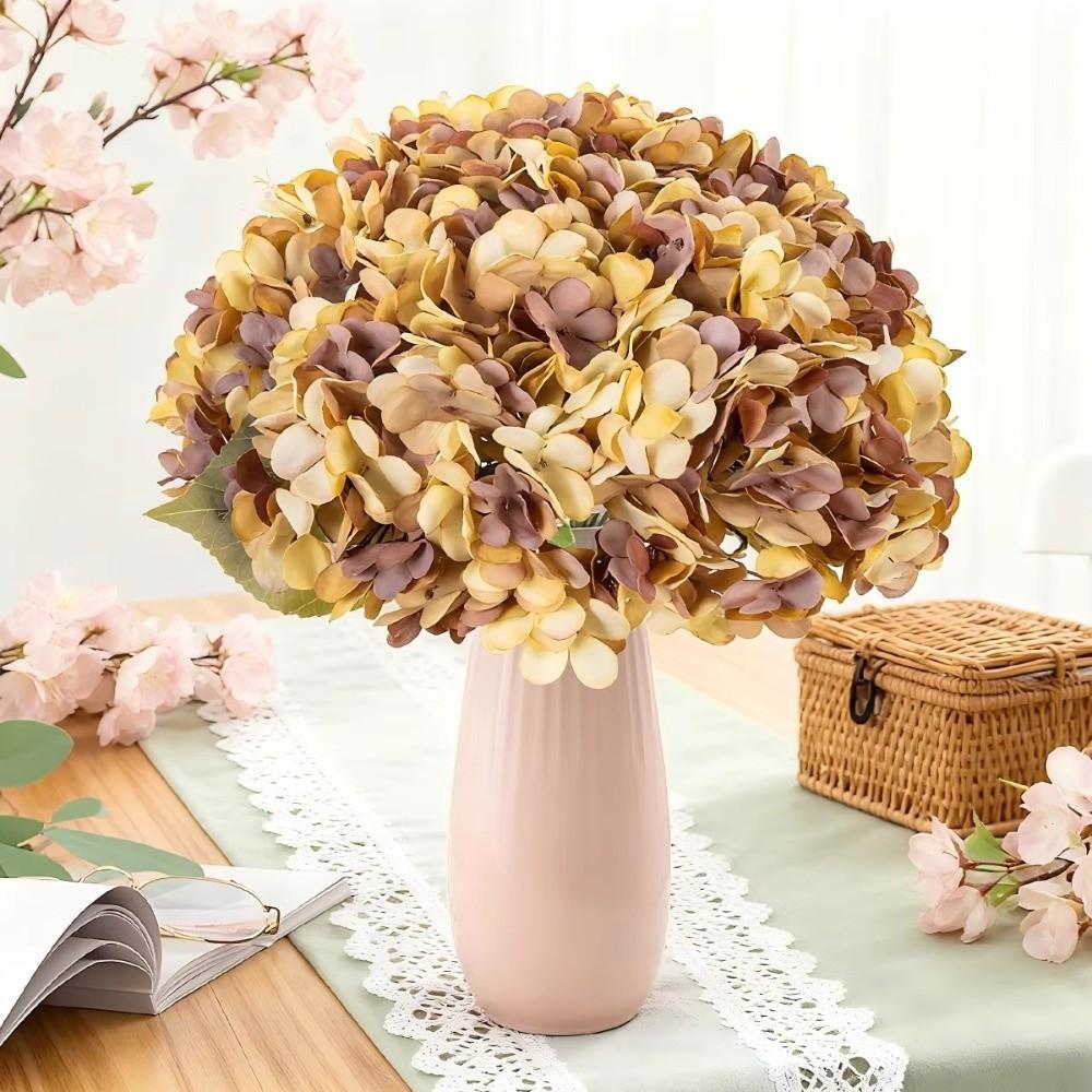 1/2/5Pcss Single Stem Artificial Hydrangea Lifelike Fake Plant Simulated Flower  for Indoor Decor