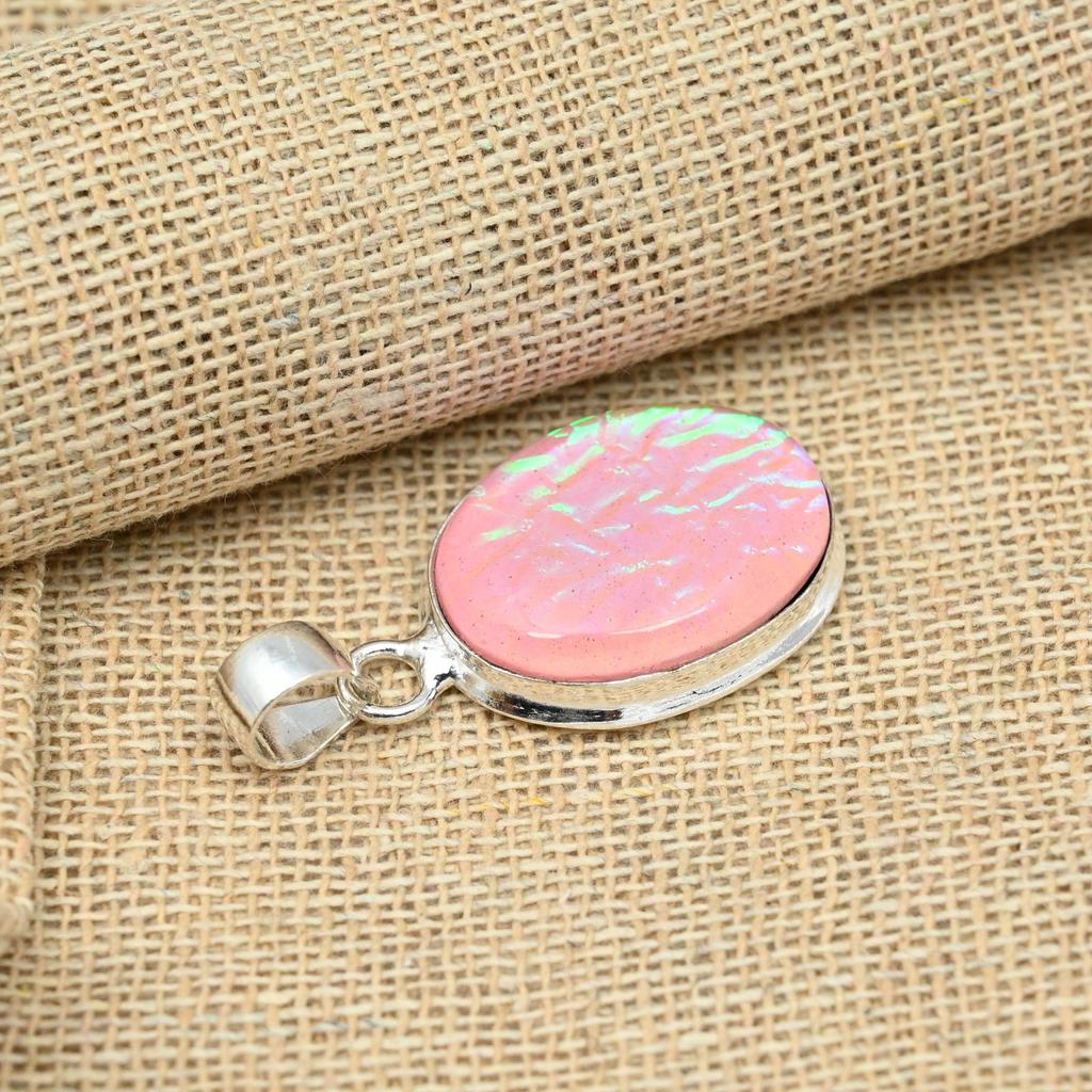 Pink Australian Triplet Opal Gemstone 925 Sterling Silver Handmade Jewelry Pendant