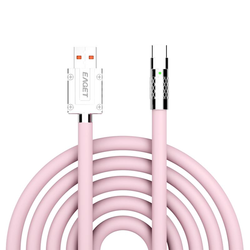 

120 Вт кабель для быстрой зарядки USB to Type-cinterface для Xiaomi Samsung Huawei Andriod Type C кабель для передачи данных и зарядки 1M розовый