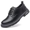 Spring Derby Shoes Men's Low Top Martin Boots British Style Round Head Big Head Shoes Black Tooling Shoes Platform Casual Leather Shoes