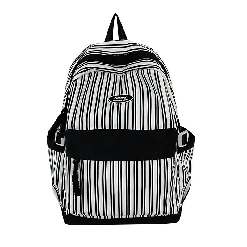 Striped Print Student Schoolbag Lightweight Commuter Backpack Girls Travel Bag