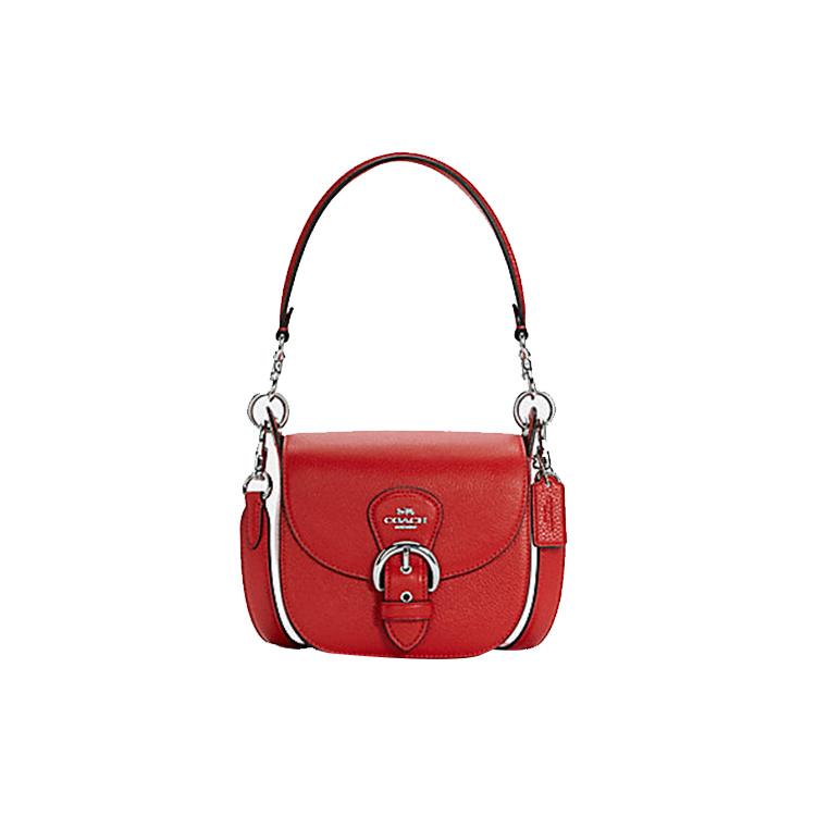 New COACH Kleo Leather Saddle Bag, Portable Crossbody Bag, Shoulder Bag Women's Red C5685-SVRCK