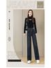Women's 2025 Wide-Leg Elastic High-Waist Jeans, Velvet-Lined, Thickened for Autumn/Winter