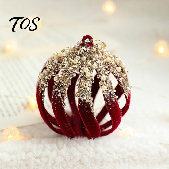 Festive Burgundy Party Supplies Velvet Christmas Ball Ornaments, 3.15 Inch Glitter Flocked Tree Ornaments Decoration, Plastic Shatterproof Hanging