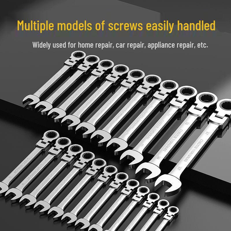 Sada oboustranných reverzibilních rychloupínacích ráčnových klíčů: Nastavitelný, Otevřený konec, Torx, Nástroj pro opravu automobilů.