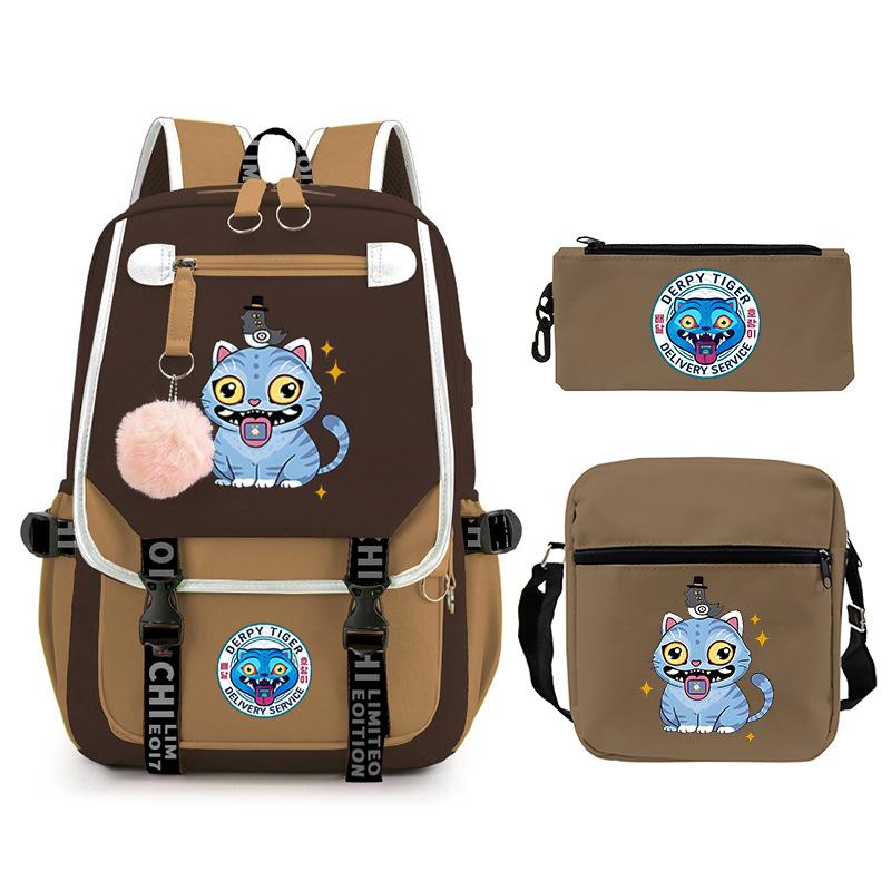 Animation Cartoon Printing High-Value Student School Bag Children'S Shoulder Backpack Pencil Bag Three-Piece Set