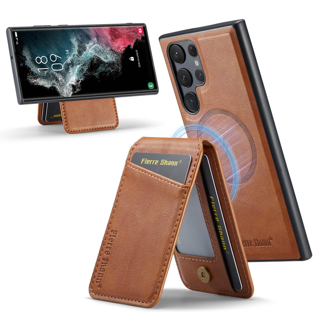 2 in 1 Cards Solt Wallet Leather RFID Wireless Charging Magnetic Case For Samsung Galaxy S24 Ultra S23 Plus S22 Kickstand Cover