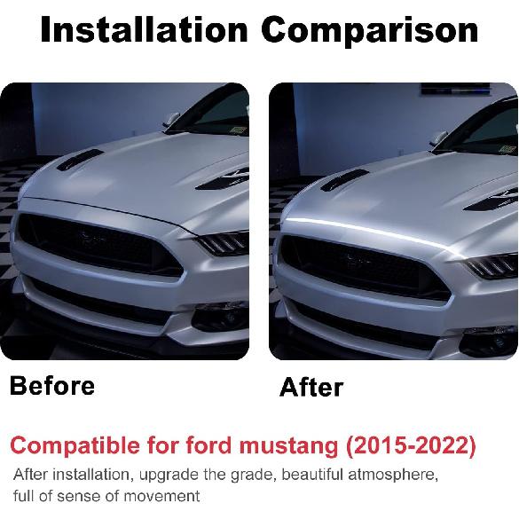 

LED Car Hood Light Strip for 2015-2022 Ford Mustang Engine Underhood LED Strips Guide Decorative Waterproof Daytime Running Exterior Decoration