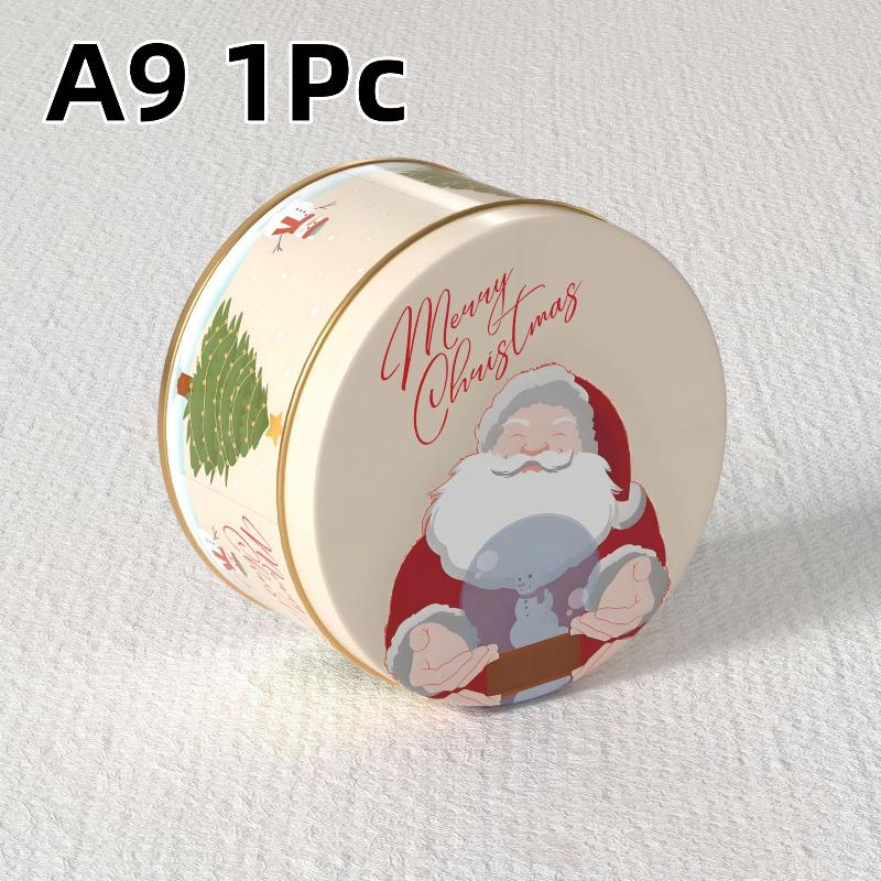 Christmas Tinplate Candy Tin Can Metal Box Cartoon Elk Santa Claus Letter Printed Xmas Candy Cookie Tea Storage Gift Case