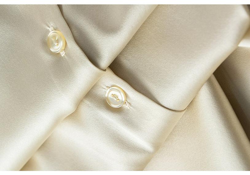 Women's Mulberry Silk White Satin Shirt - Long-Sleeved, Loose Fit, Elegant Commute Top