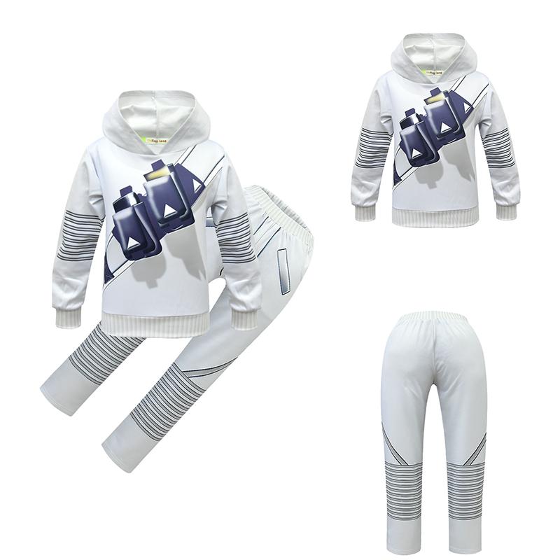 Marshmallow Dj Cosplay Costume Kids Hoodie  Pants Mask Fancy Dress Set Clothes