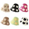 Elegant Colorful Bucket Hat Heart Handwoven Breathable Crocheted Hat Holiday Vacation Straw Hat Western Cloches Style