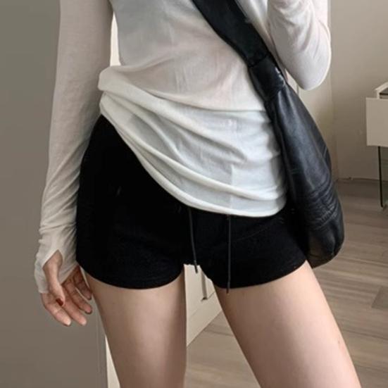 Women Sport Shorts Elastic Waistband Adjustable Drawstring Summer Outdoor Shorts Low-rise Gym
